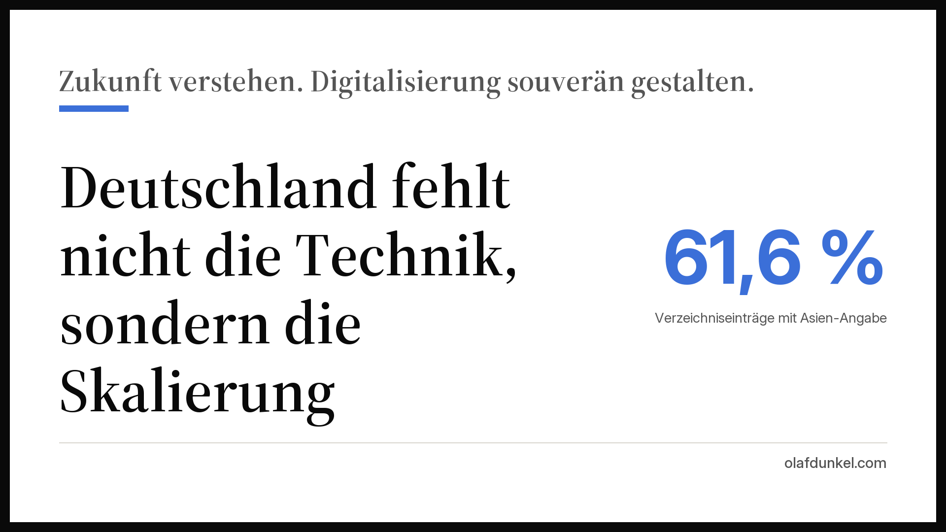 Grafikkarte: Deutschland fehlt nicht die Technik, sondern die Skalierung. Daneben die Zahl 61,6 %